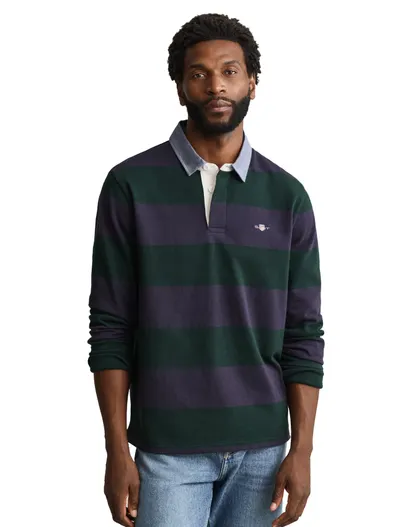 Gant Gant gestreepte trui rugby kraag kleur aubergine en groen