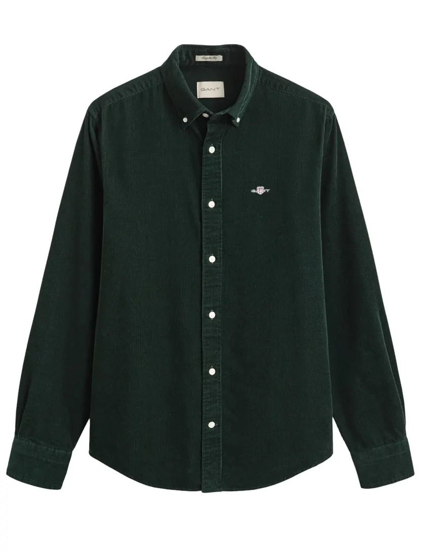 Overhemden Gant Regular Fit groen corduroy