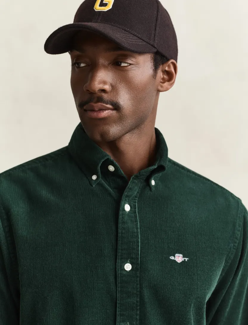 Overhemden Gant Regular Fit groen corduroy