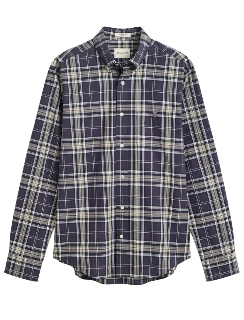 Overhemden Gant Regular Fit blauw taupe