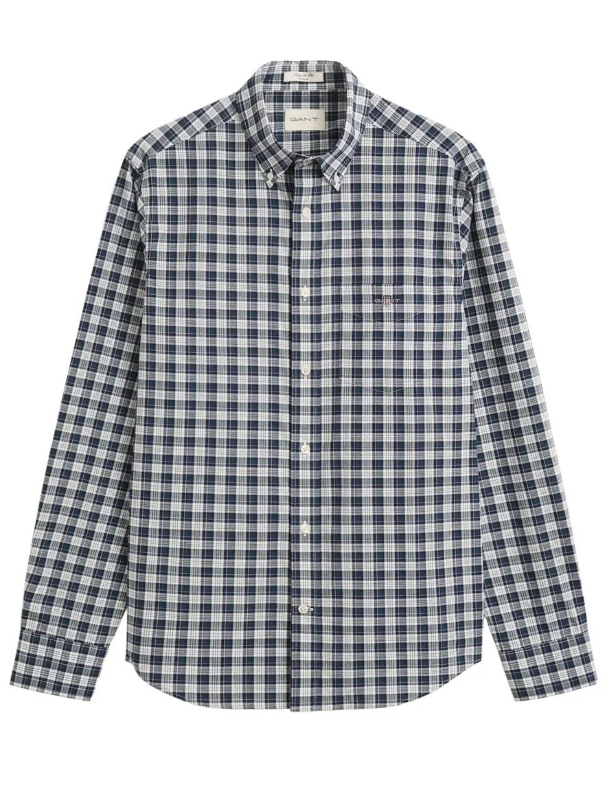 Gant Regular Fit overhemd donkerblauw geruit