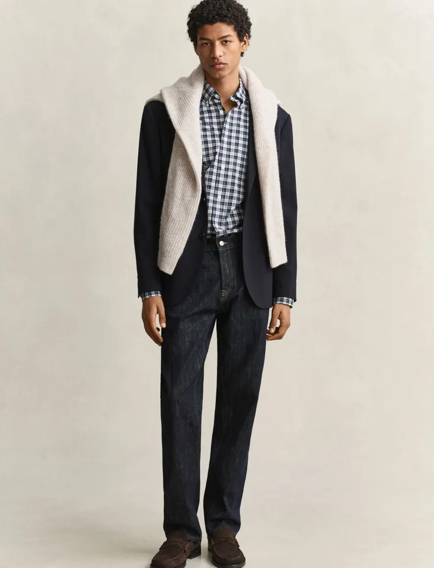 Gant Regular Fit overhemd donkerblauw geruit