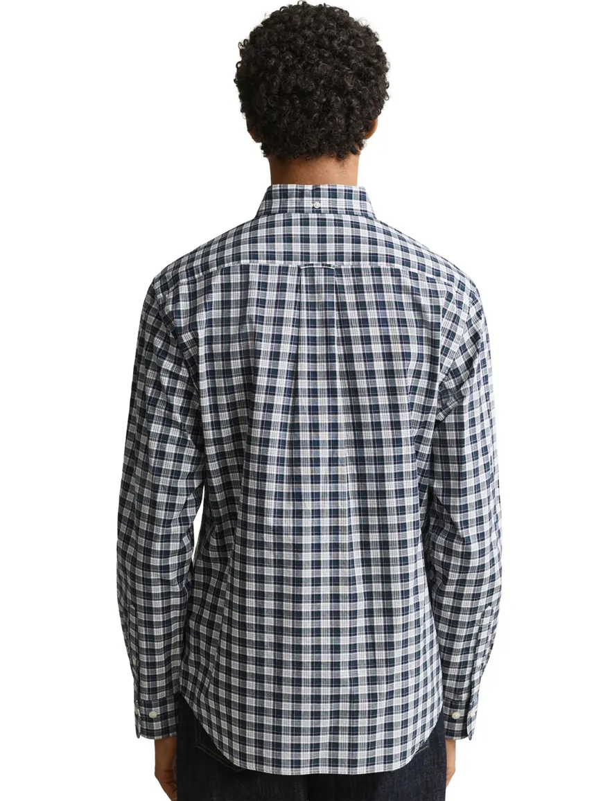 Gant Regular Fit overhemd donkerblauw geruit