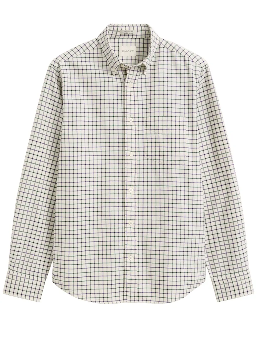 Gant Regular Fit overhemd biologisch katoen en wit groen geruit