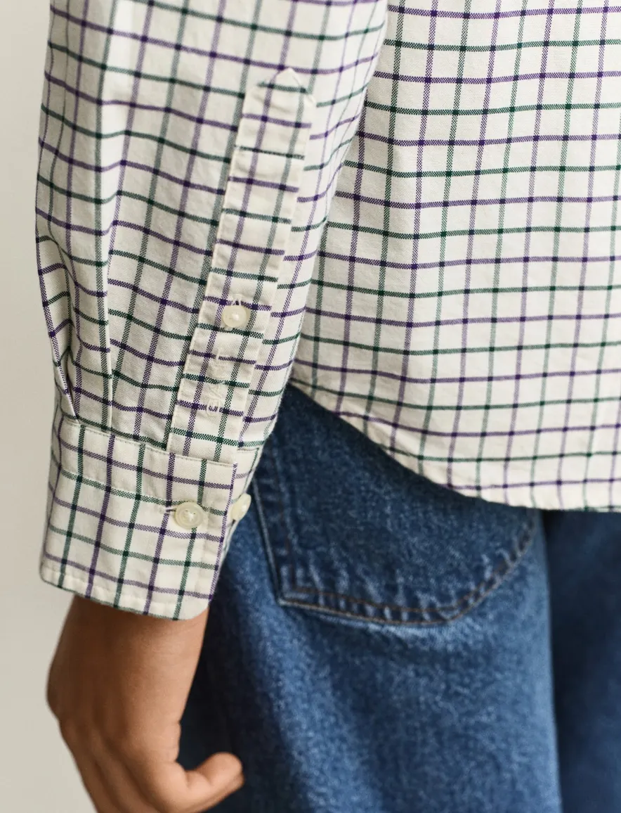 Gant Regular Fit overhemd biologisch katoen en wit groen geruit
