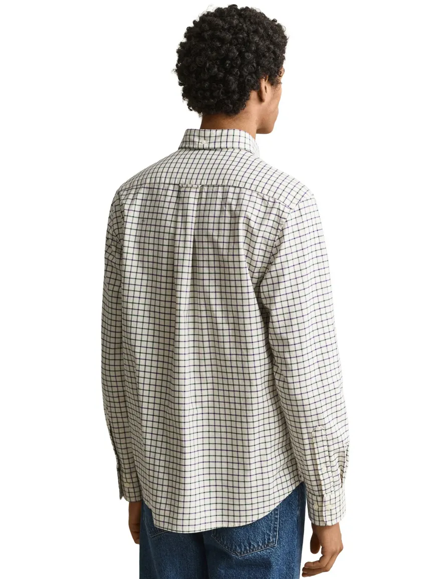 Gant Regular Fit overhemd biologisch katoen en wit groen geruit