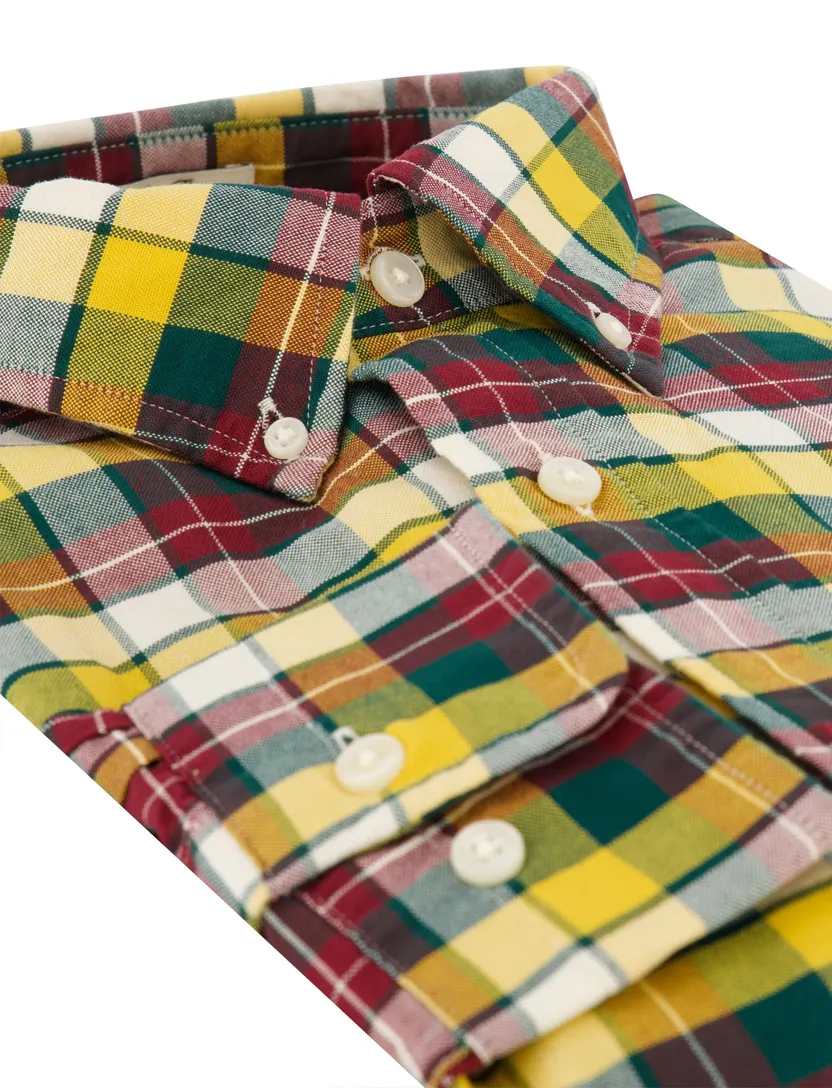Overhemd Gant geel, groen en rood geruit Archive Oxford shirt
