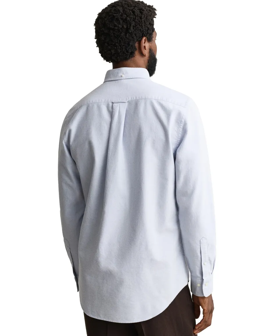 Gant Regular Fit geborsteld Oxford overhemd lichtblauw
