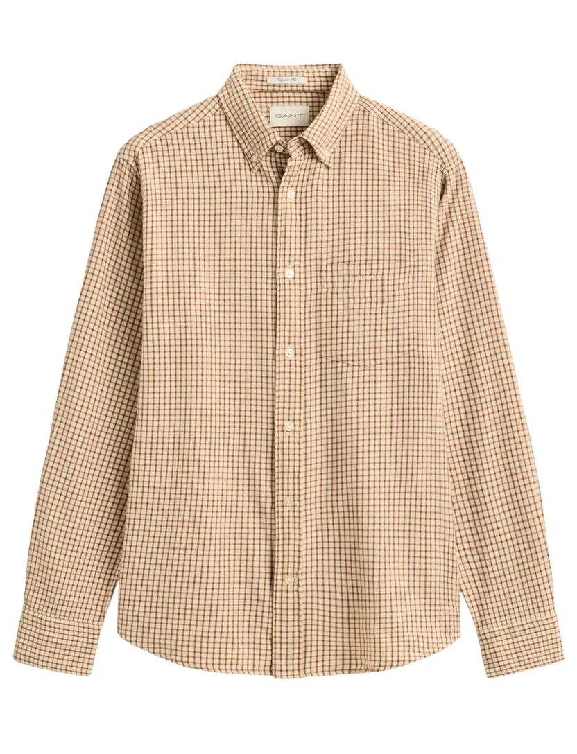Overhemd Gant Regular Fit oranje geruit Windblown flanel