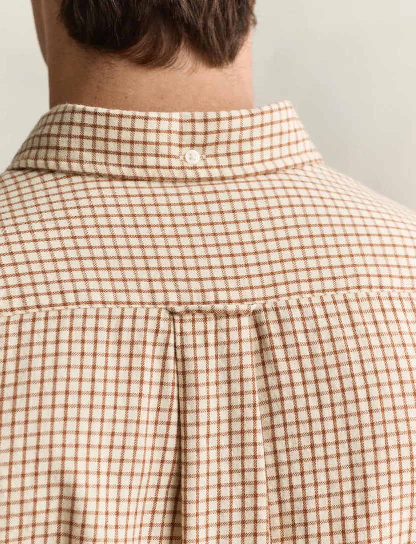 Overhemd Gant Regular Fit oranje geruit Windblown flanel