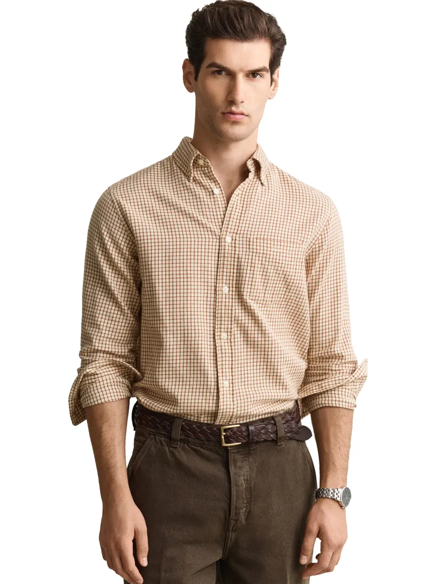 Gant Regular Fit geruit overhemd van Windblown flanel oranje