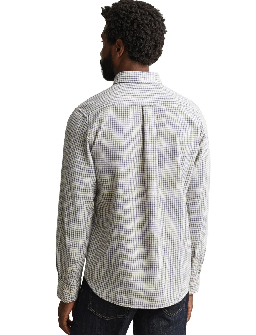 Gant Regular Fit overhemd blauw wit geruit Windblown flanel