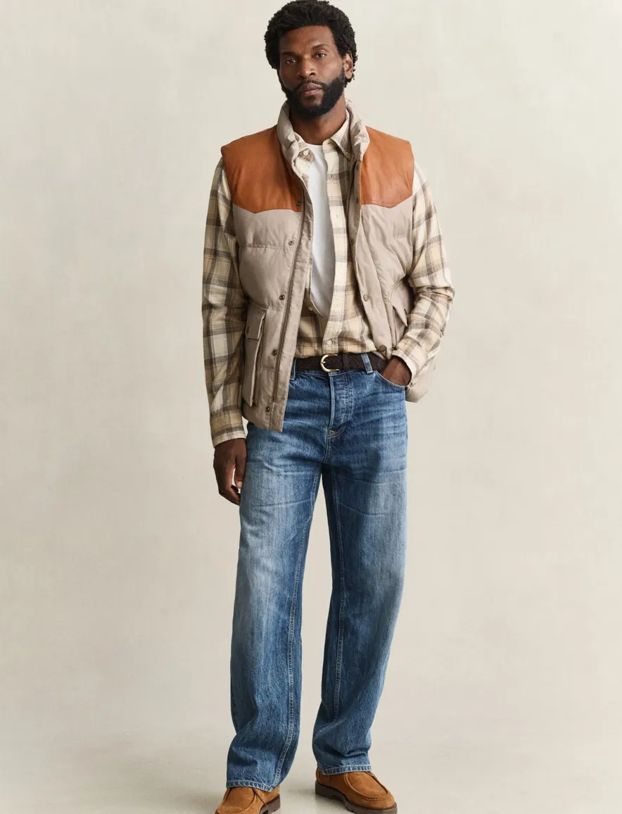 Gant Regular Fit overhemd beige, geruit van Windblown flanel