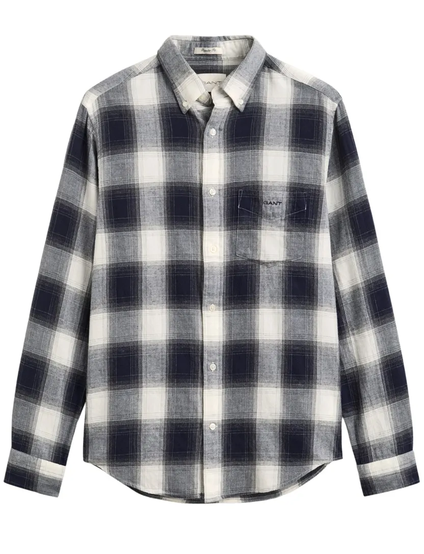 Overhemd Gant Regular Fit navy geruit Windblown flanel