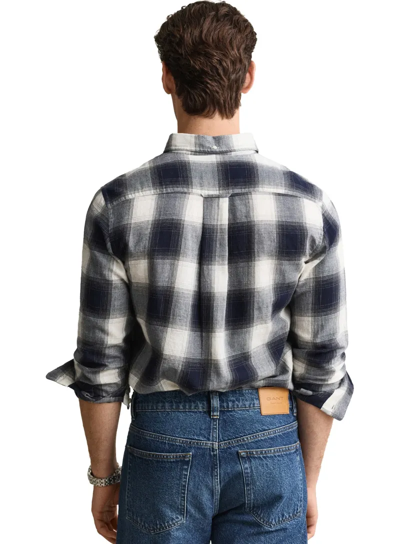 Overhemd Gant Regular Fit navy geruit Windblown flanel