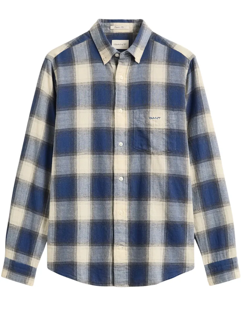 Overhemd Gant Regular Fit blauw Windblown flanel geruit