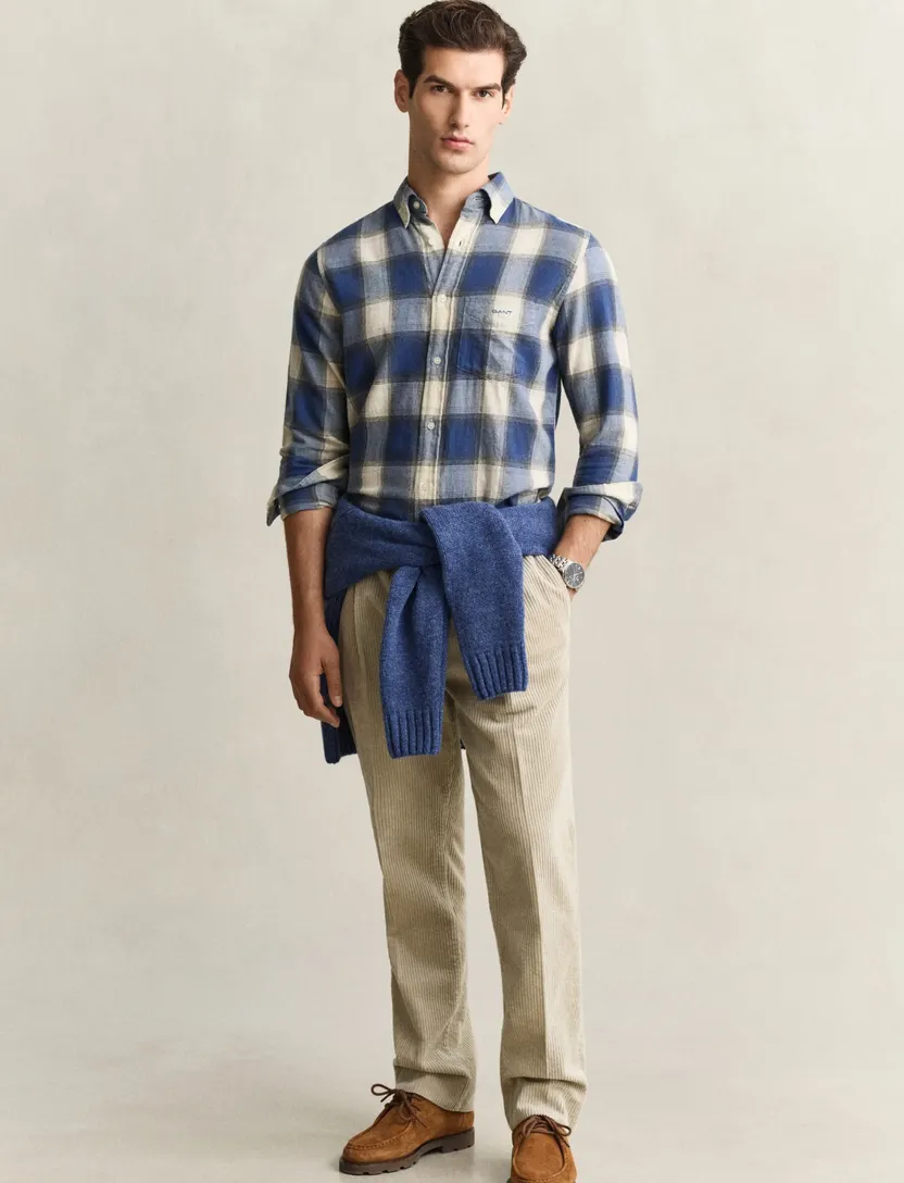 Overhemd Gant Regular Fit blauw Windblown flanel geruit