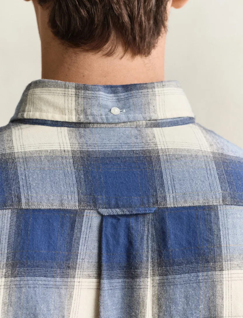 Overhemd Gant Regular Fit blauw Windblown flanel geruit