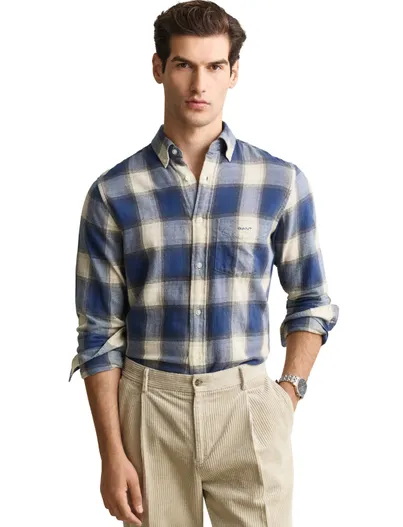 Gant Overhemd Gant Regular Fit blauw Windblown flanel geruit