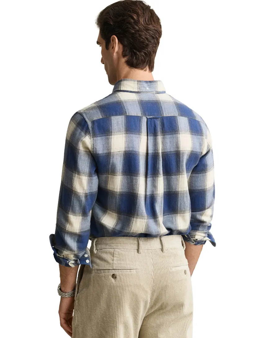 Overhemd Gant Regular Fit blauw Windblown flanel geruit