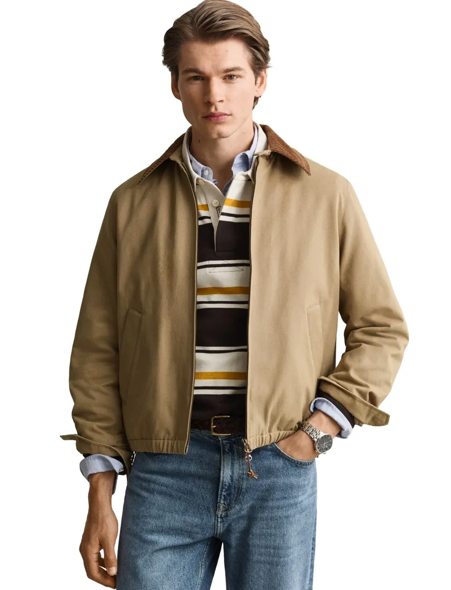 Gant Regular Fit bomberjack camel gevoerd