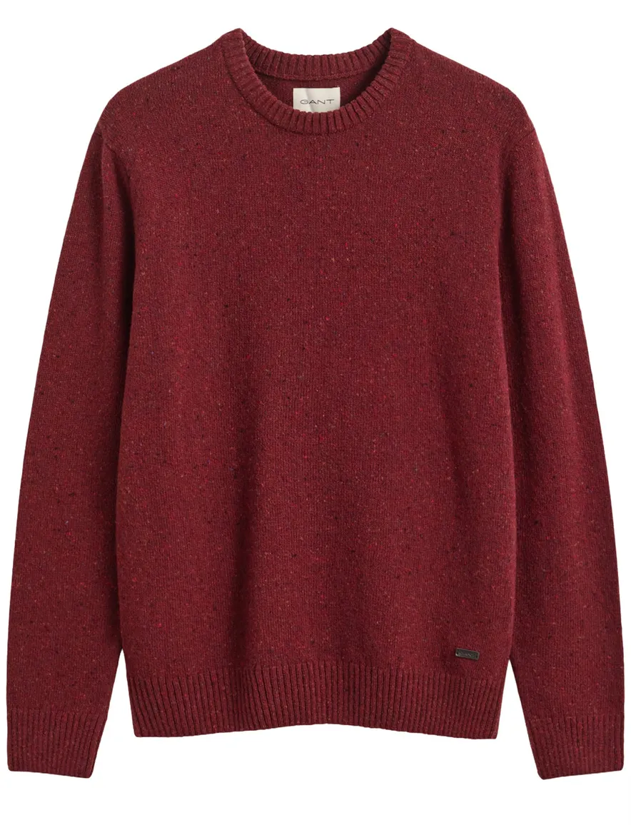 Gant trui ronde hals rood gebreid wol
