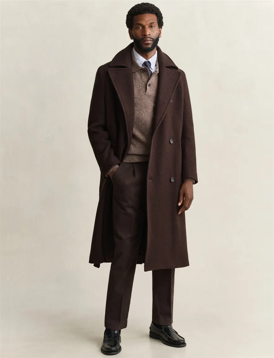 Gant trui half zip bruin gemeleerd