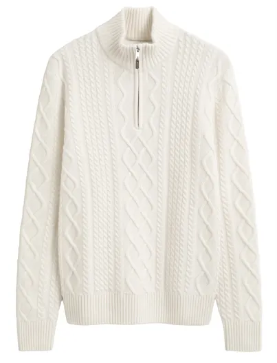 Gant Witte trui Gant half zip gebreid