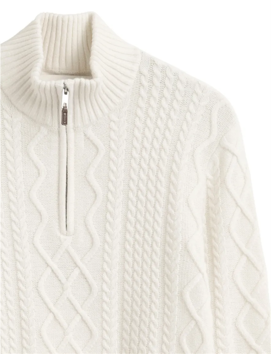Gant trui half zip wit gebreid