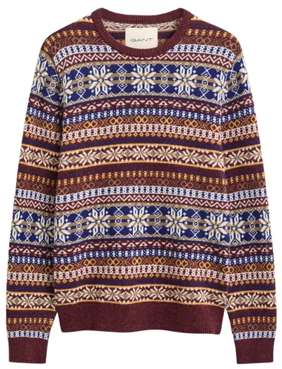 Gant Bordeaux trui Gant ronde hals gebreid