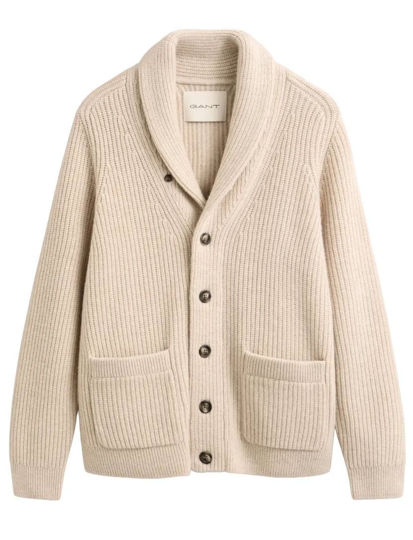 Vest Gant Regular Fit creme gebreid