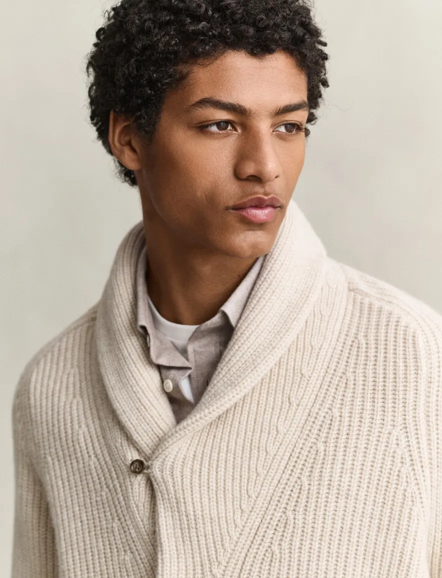 Gant Regular Fit vest creme gebreid