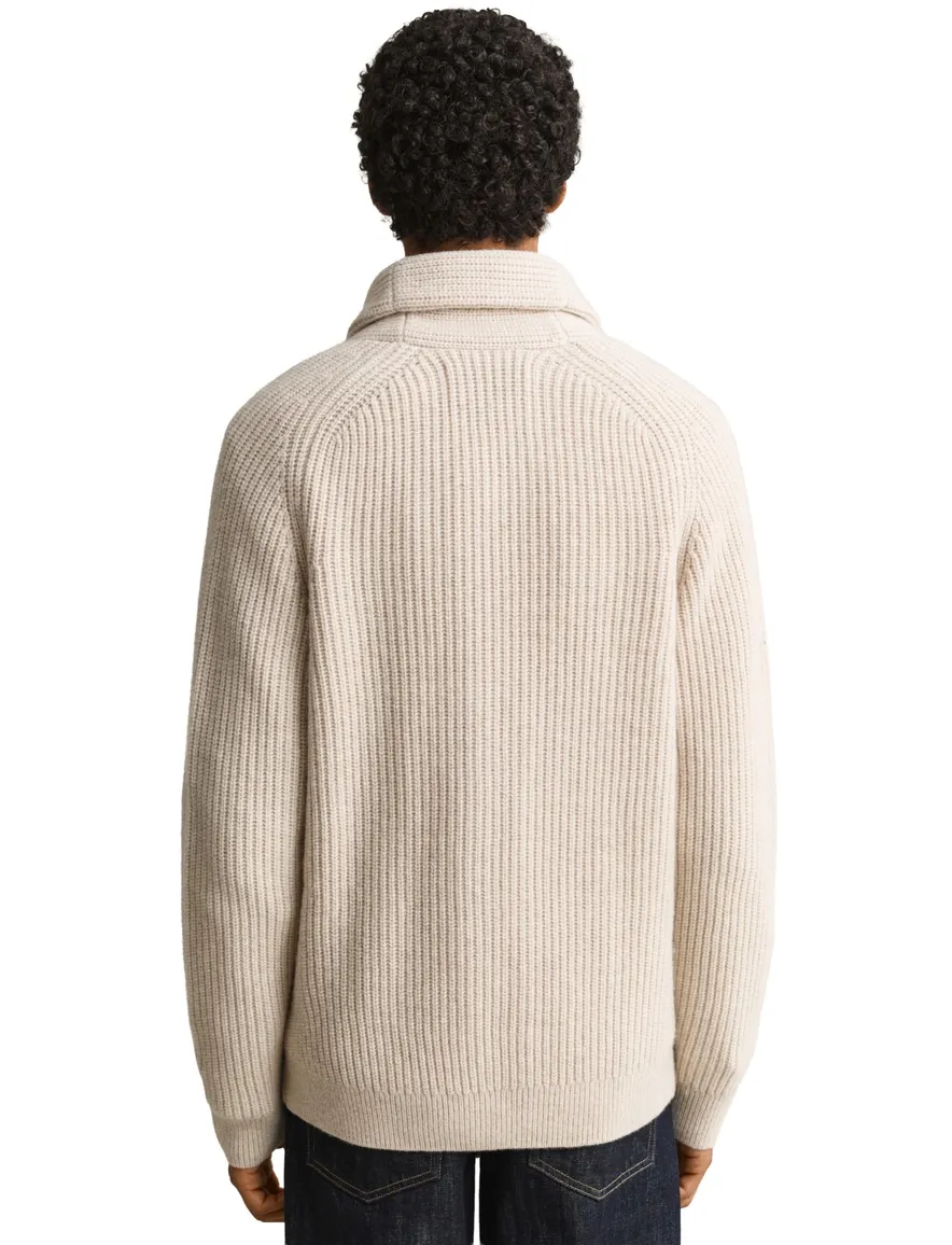 Gant Regular Fit vest creme gebreid