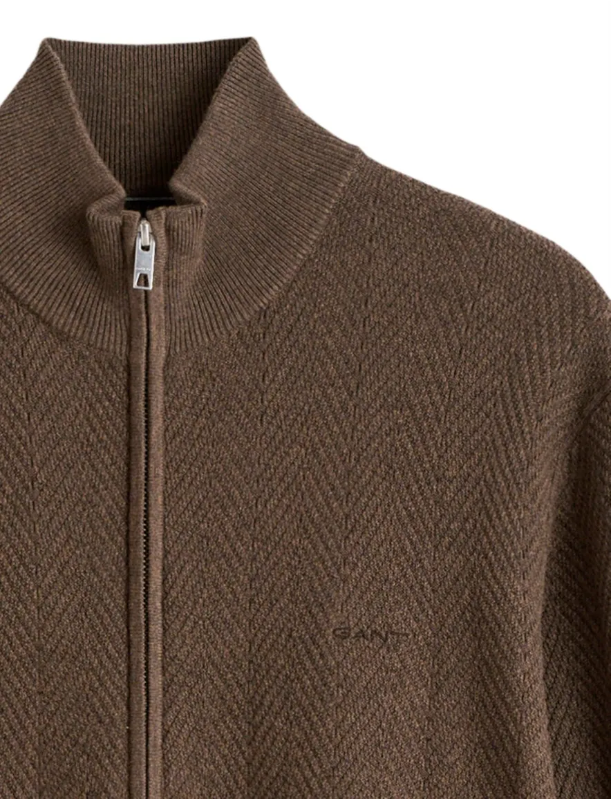 Gant Regular Fit vest bruin visgraatpatroon