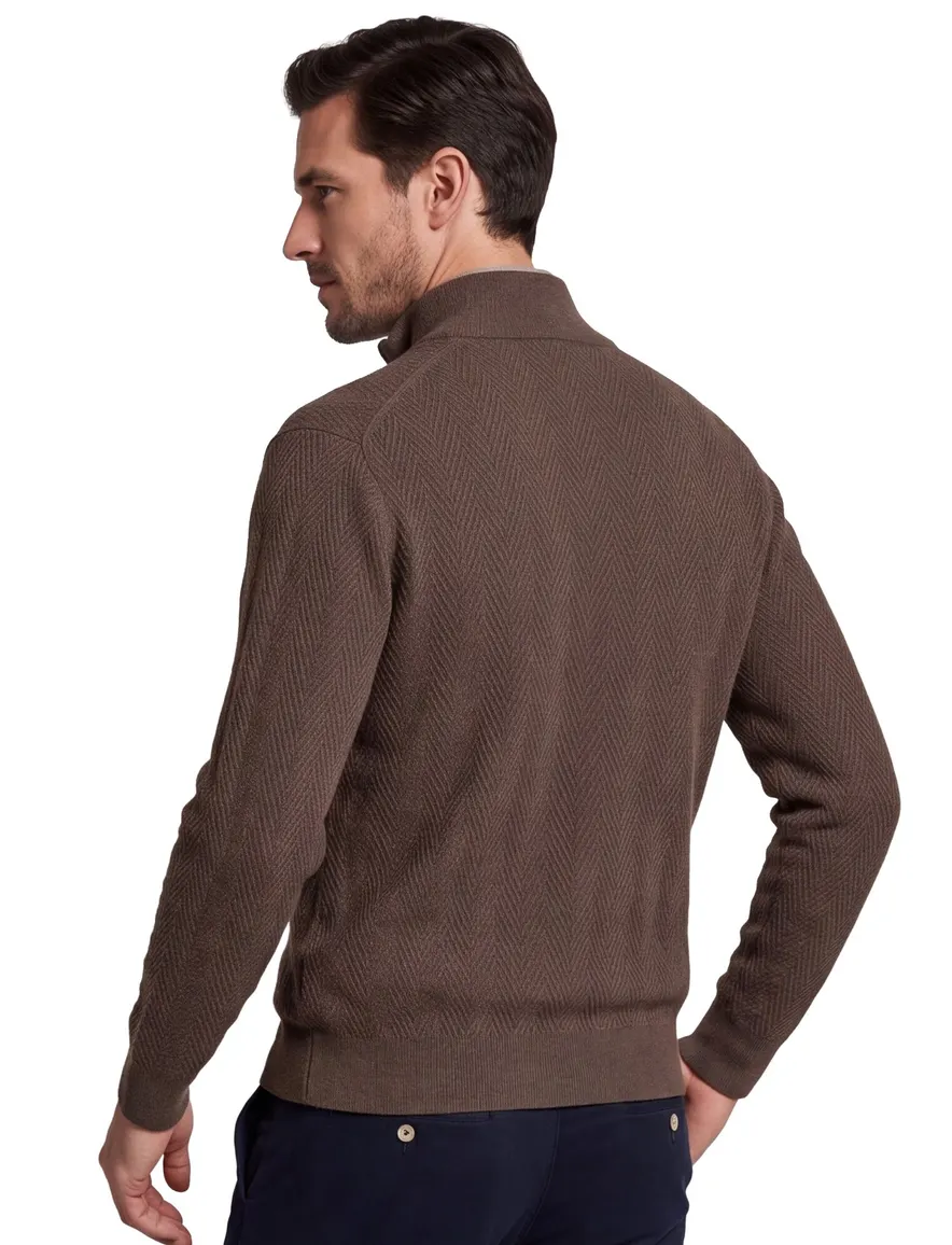 Gant Regular Fit vest bruin visgraatpatroon