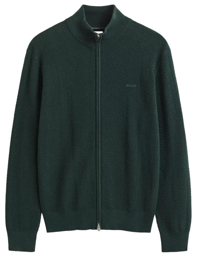 Vest Gant Regular Fit donkergroen visgraatpatroon