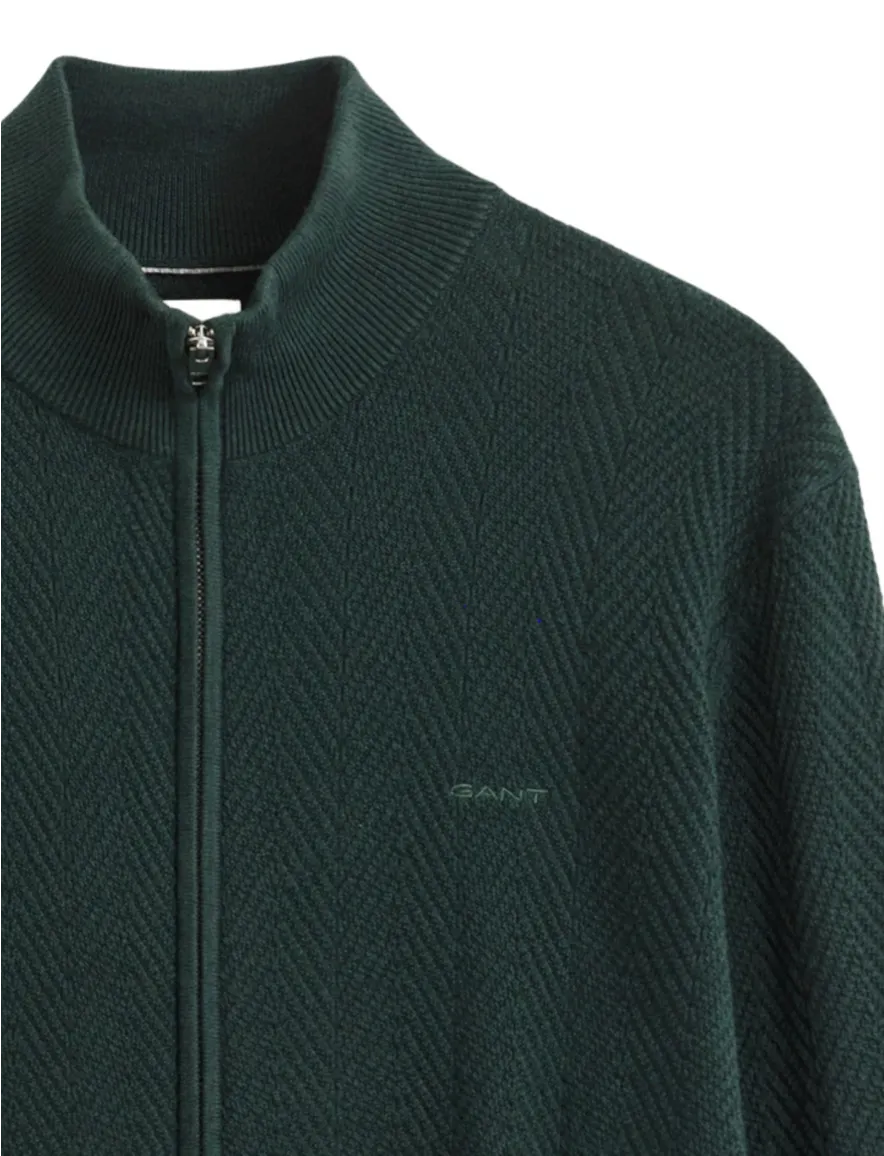 Gant Regular Fit vest donkergroen visgraatpatroon