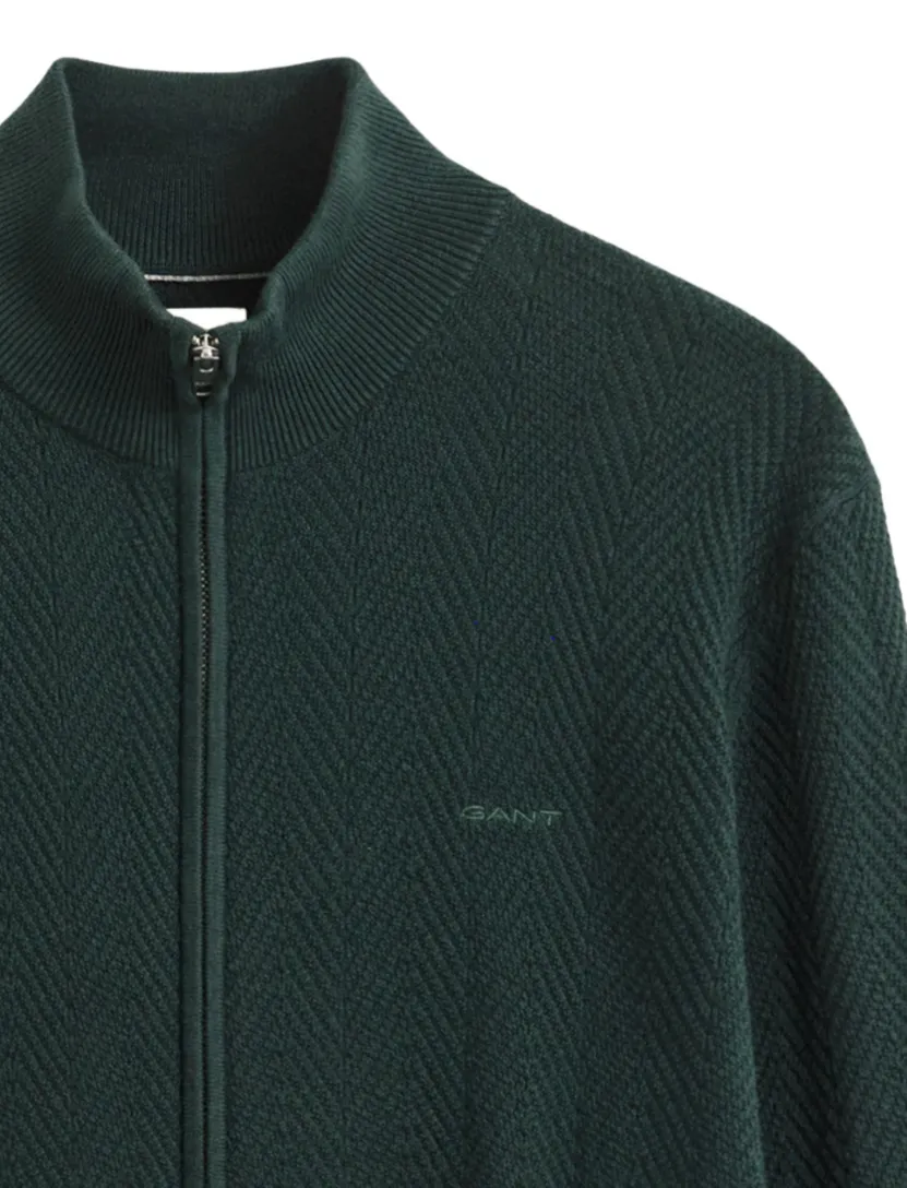 Vest Gant Regular Fit donkergroen visgraatpatroon