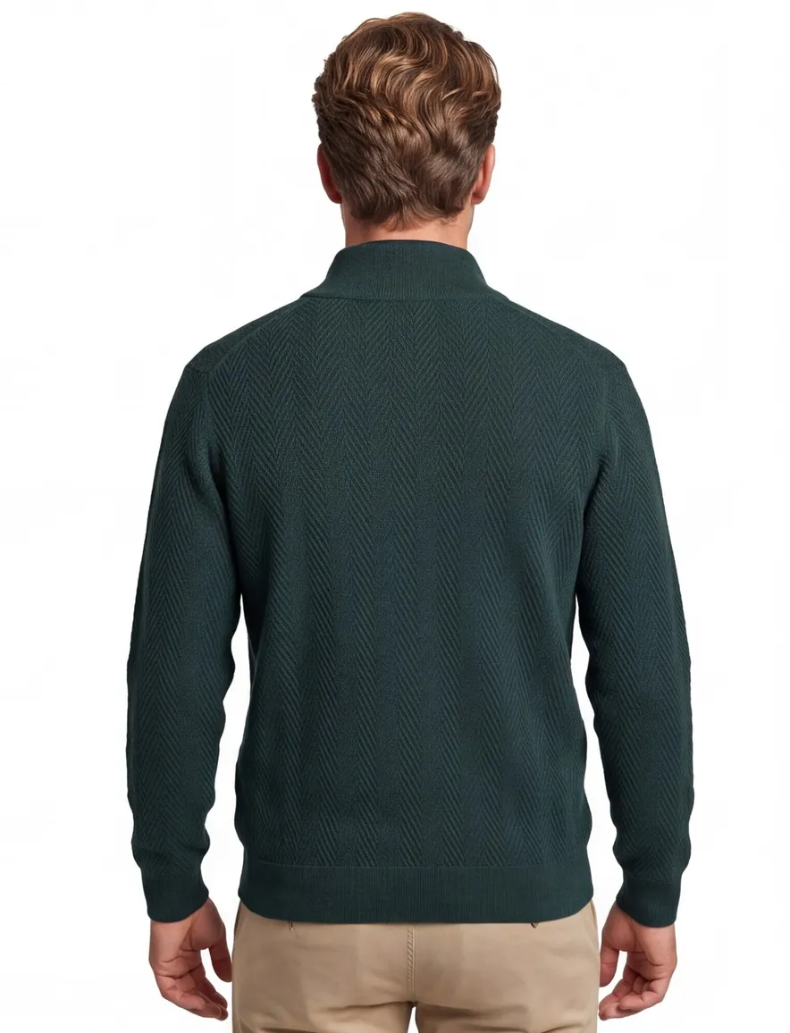 Gant Regular Fit vest donkergroen visgraatpatroon