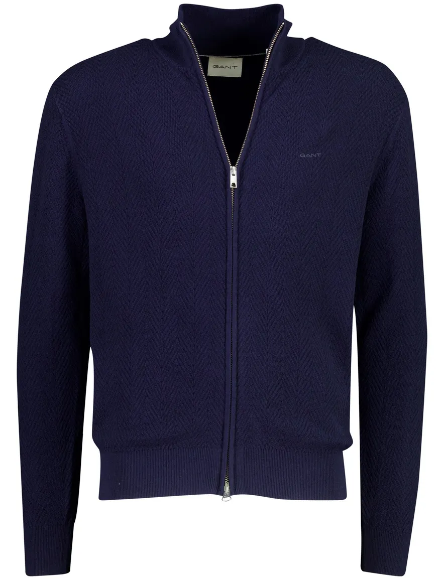 Gant vest donkerblauw gemeleerd gebreid