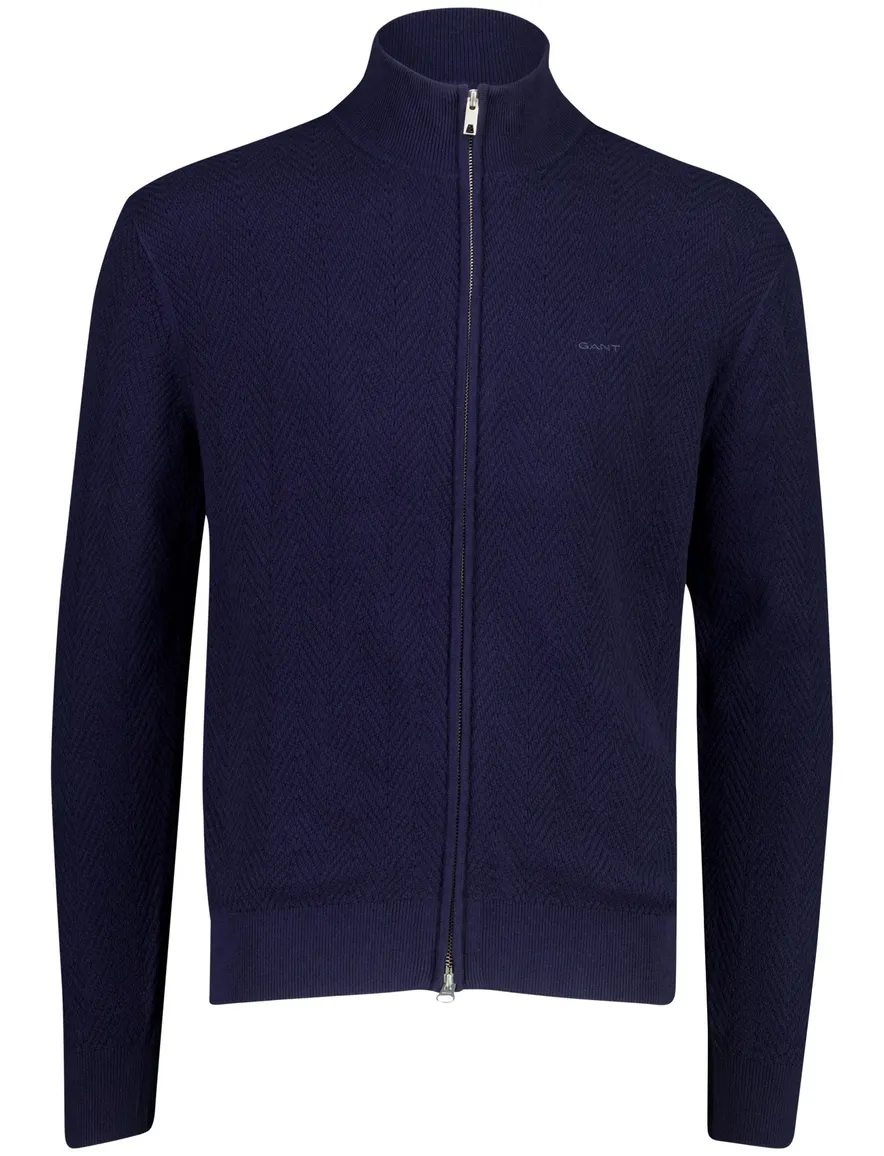 Gant vest donkerblauw gemeleerd gebreid