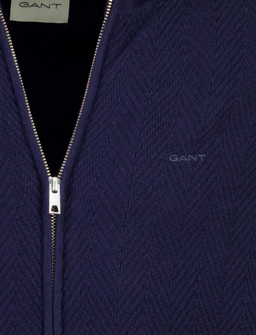 Gant vest donkerblauw gemeleerd gebreid