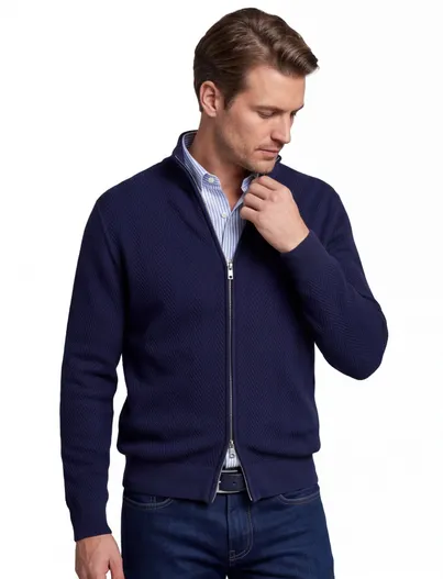Gant Gant vest donkerblauw gemeleerd gebreid