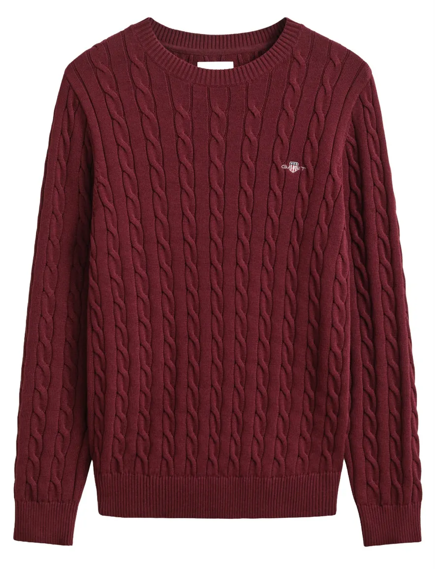Gant trui v hals bordeaux gebreid