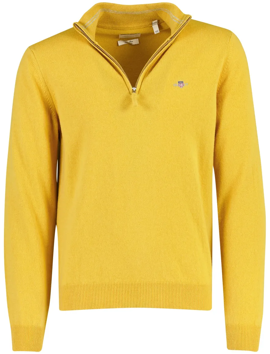 Gele trui Gant half zip lamswol