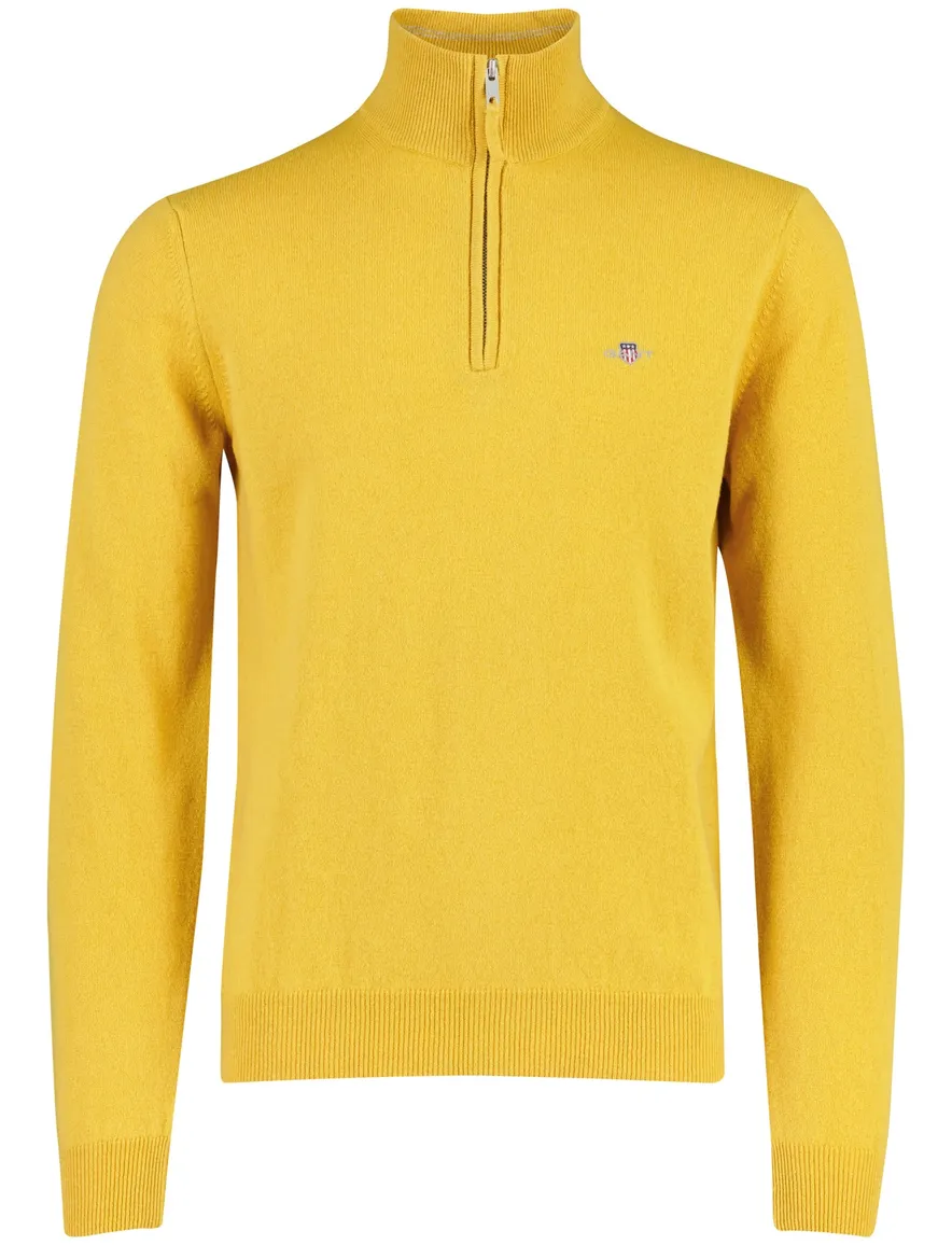 Gele trui Gant half zip lamswol