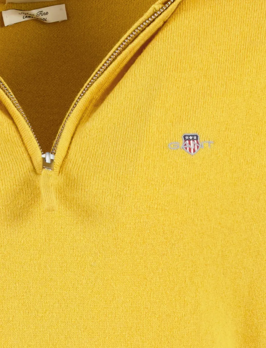 Gele trui Gant half zip lamswol