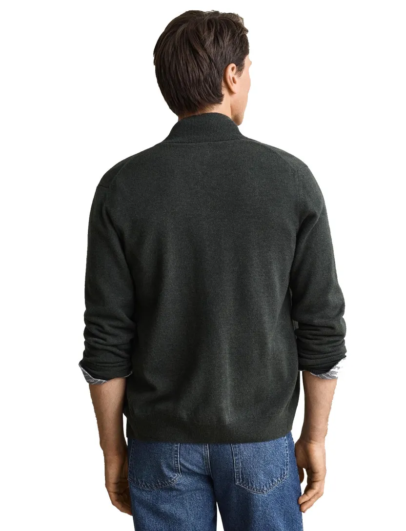 Vest Gant Regular Fit donkergroen lamswol