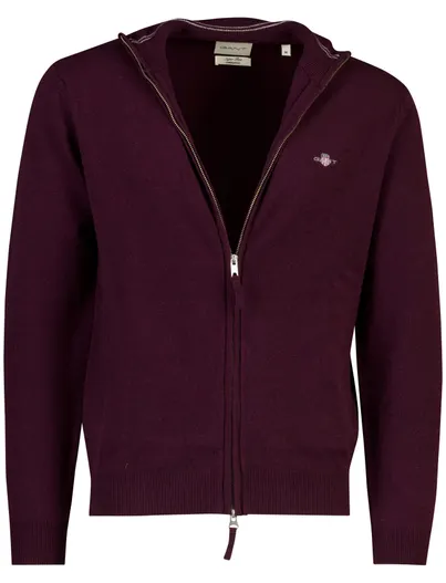 Gant Gant vest aubergine lamswol met hoge hals