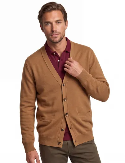 Gant Vest Gant Regular Fit camel lamswol